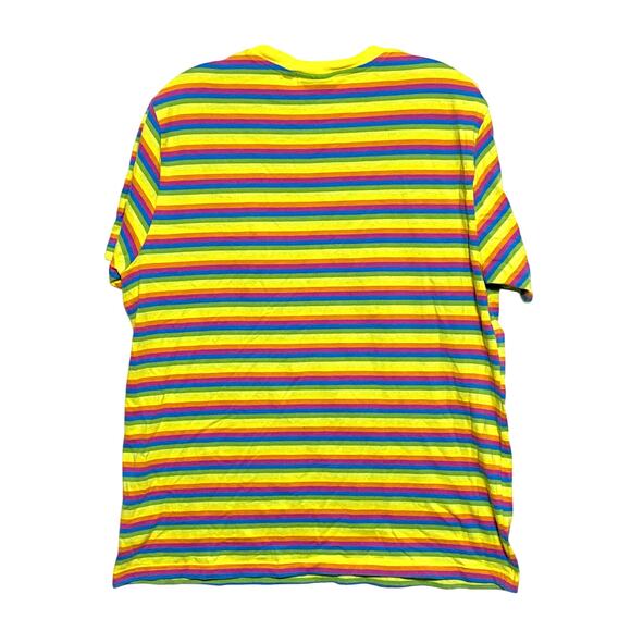 Nickelodeon Sponge Bob Rainbow Striped Shirt Boys L Groovy Psychedelic Loud Y2K - Picture 7 of 8
